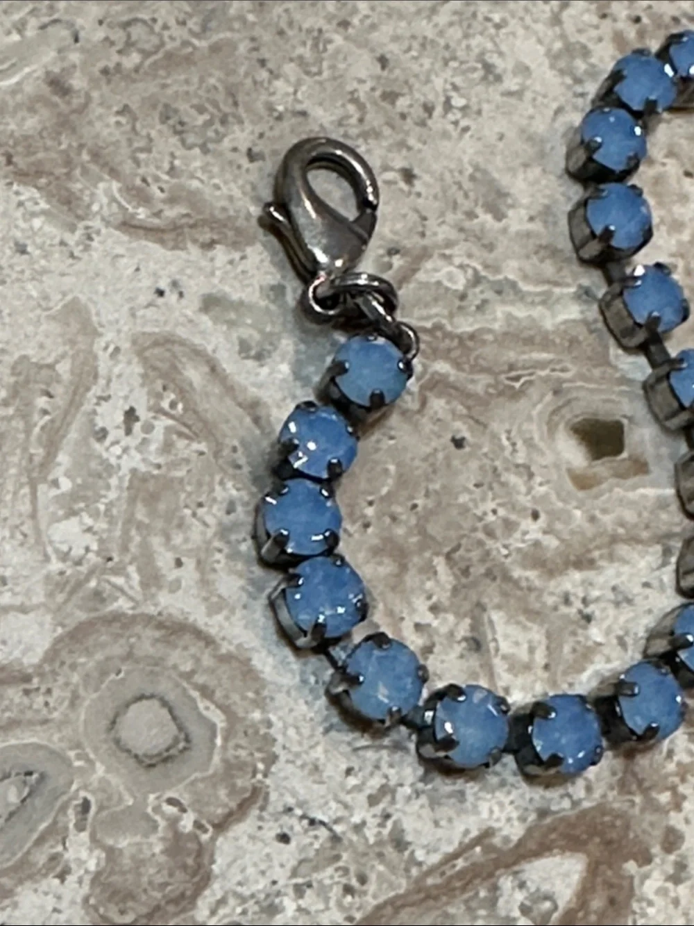Mariana Periwinkle Blue Crystal Heart Charm Bracelet